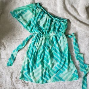 Forever 21 turquoise one shoulder dress size M